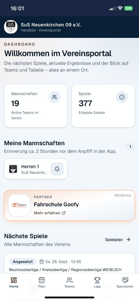 Handball365 App: Übersicht
