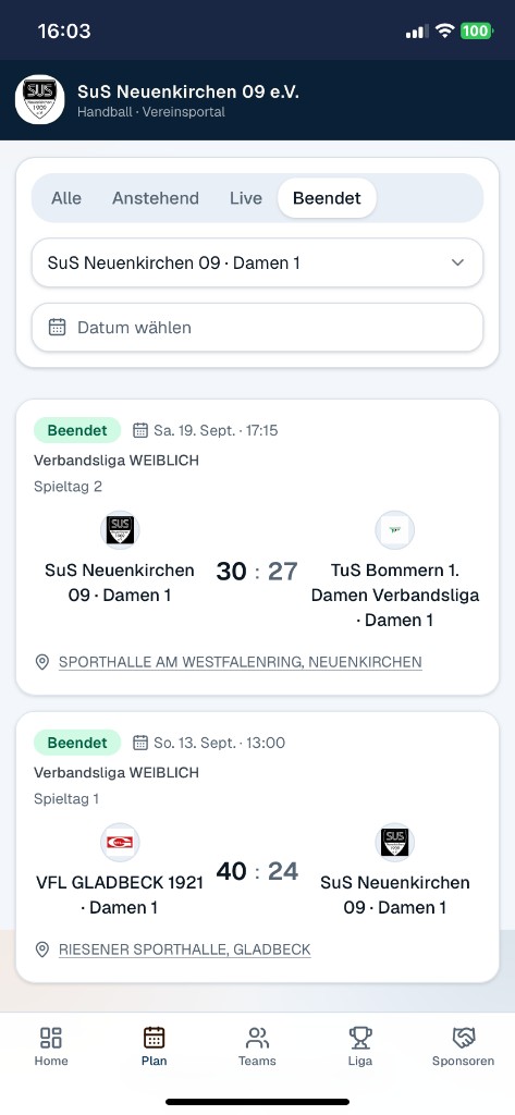 Handball365 App: Ergebnisse