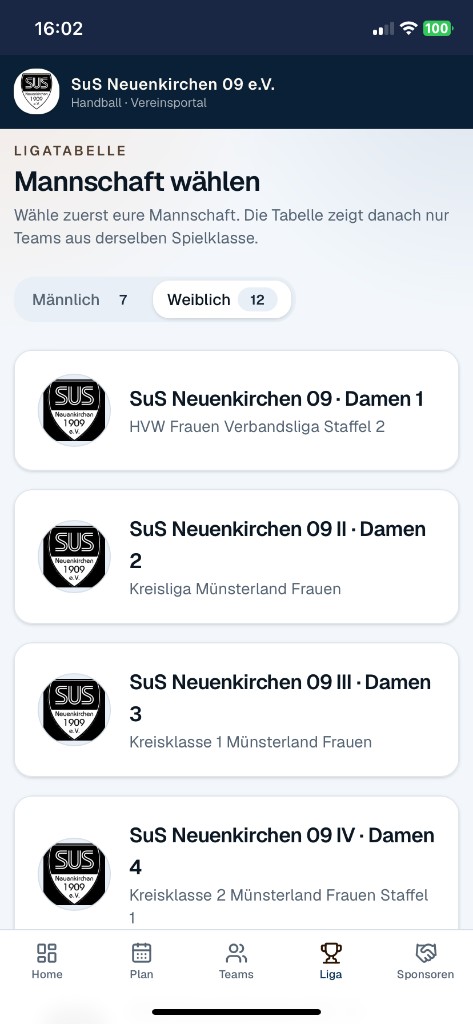 Handball365 App: Spielklasse